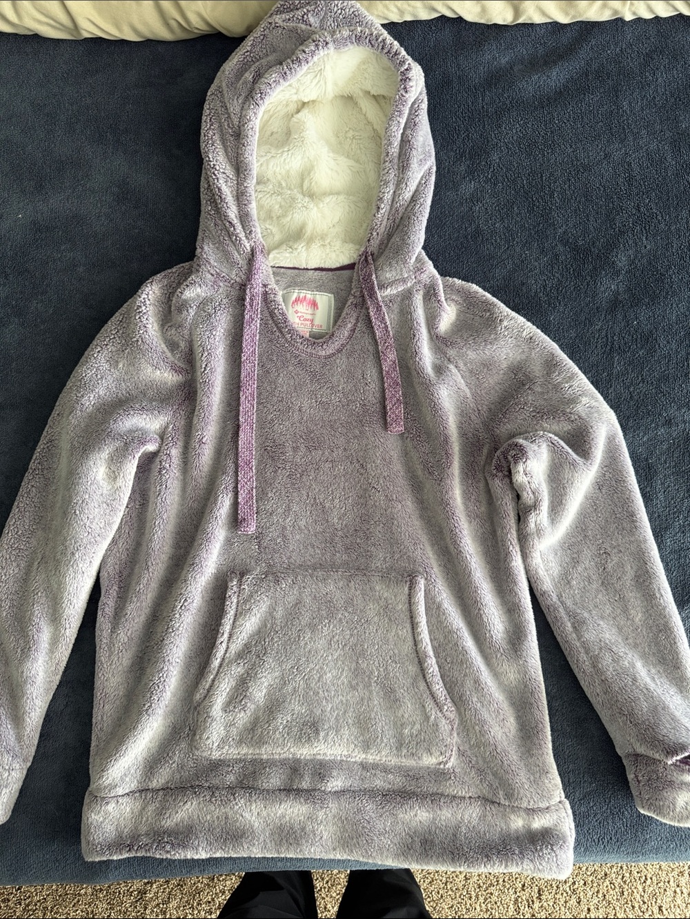 Cozy Plush Lavender Hooded Sweater with Sherpa Lining